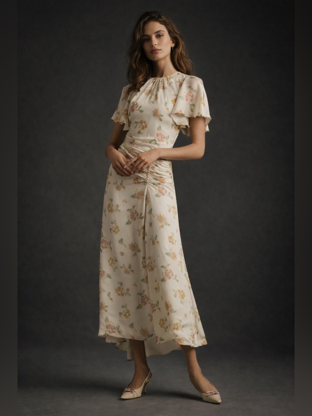 Function & Fringe Edit | Shoshanna Floral Ruched Dress Romantic